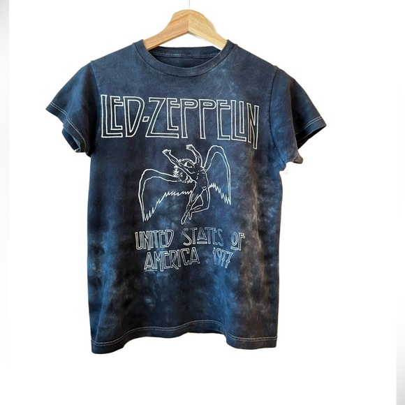 Led Zeppelin Liquid Navy Blue T-shirt women’s extra small XS rock tee - Picture 5 of 11
